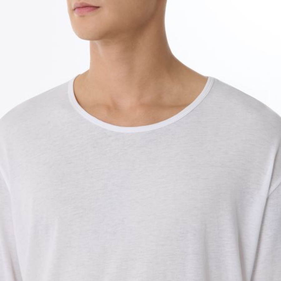 Relaxed Lightweight CR Scoop Neck Long Sleeve T-Shirt [White]