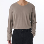 Relaxed Lightweight CR Scoop Neck Long Sleeve T-Shirt [Taupe]