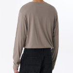 Relaxed Lightweight CR Scoop Neck Long Sleeve T-Shirt [Taupe]