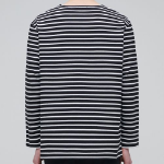 Striped Boat Neck Long Sleeve T-Shirt [Black/Ivory]