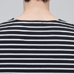 Striped Boat Neck Long Sleeve T-Shirt [Black/Ivory]