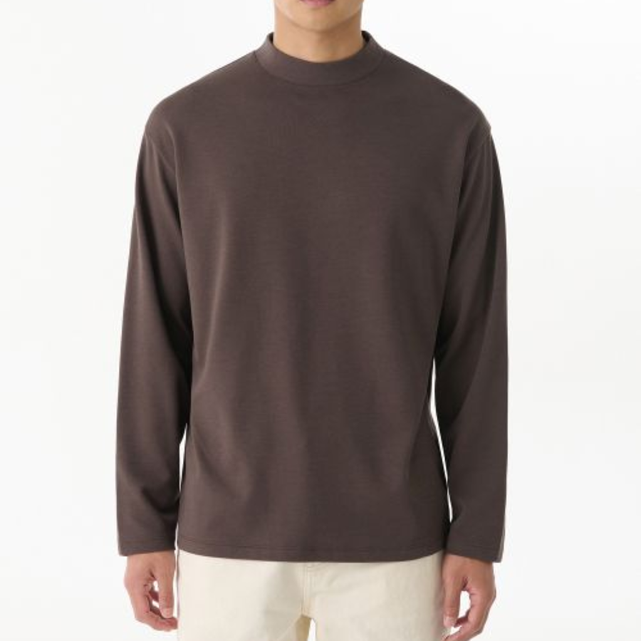 [HitStandard] Mock Neck Long Sleeve T-Shirt [Dark Brown]
