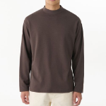 [HitStandard] Mock Neck Long Sleeve T-Shirt [Dark Brown]
