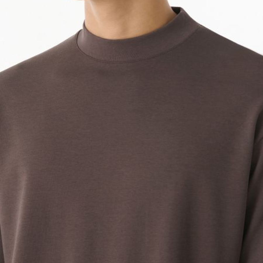 [HitStandard] Mock Neck Long Sleeve T-Shirt [Dark Brown]