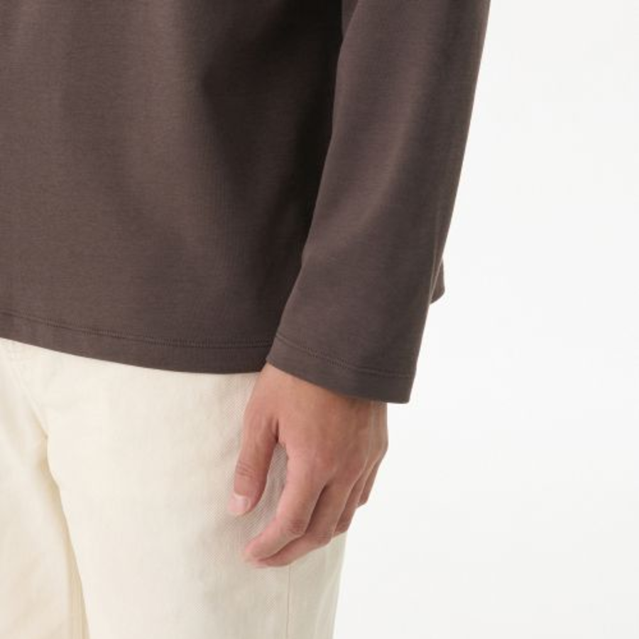 [HitStandard] Mock Neck Long Sleeve T-Shirt [Dark Brown]