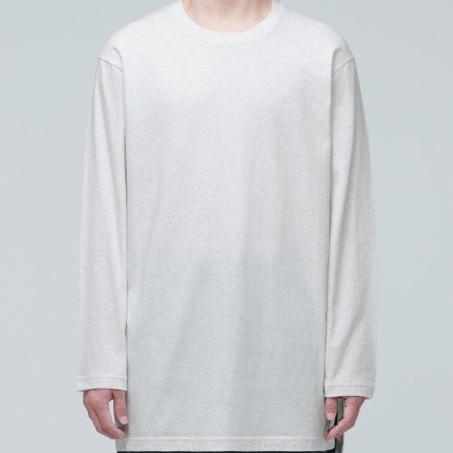 Layered Crew Neck Long Sleeve T-Shirt (Long Length) [Oatmeal]