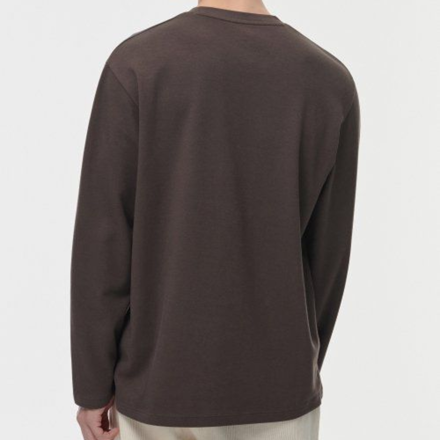 [HitStandard] Crew Neck Long Sleeve T-Shirt [Dark Brown]