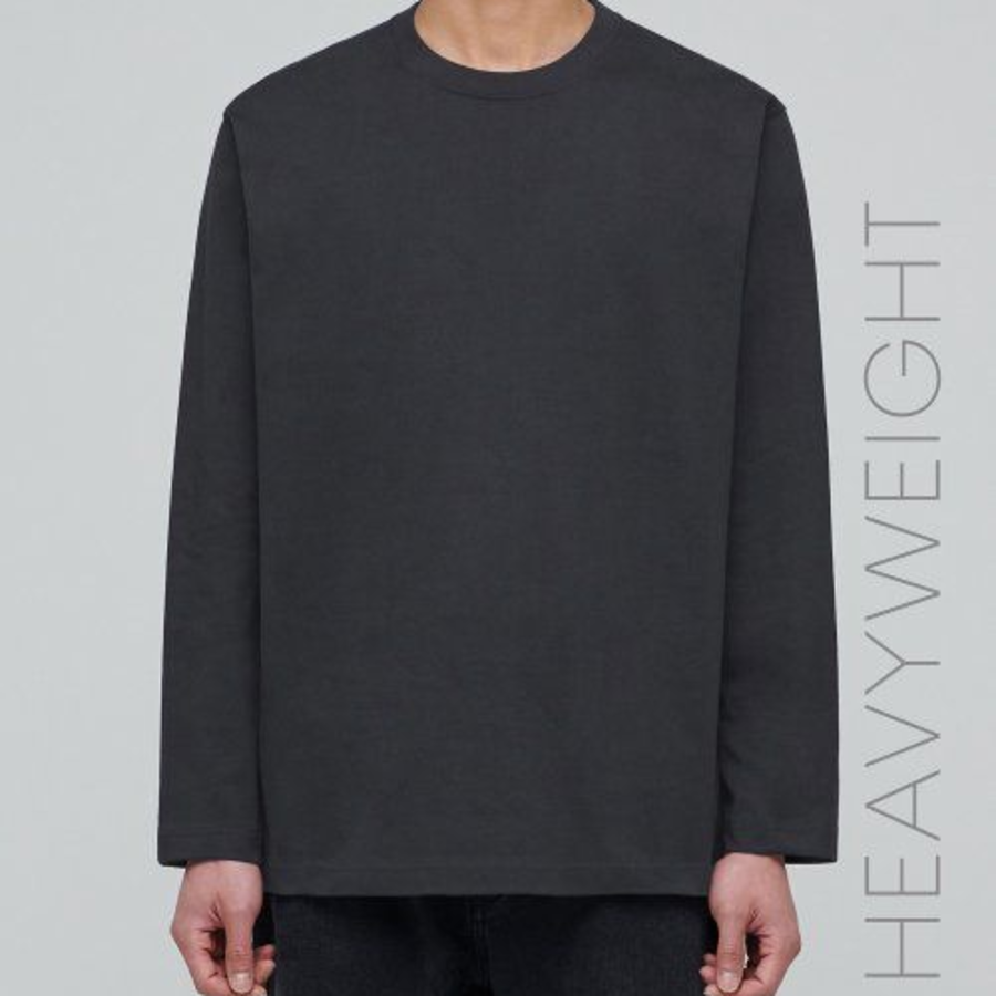 Heavyweight Relaxed Crew Neck Long Sleeve T-Shirt [Dark Gray]