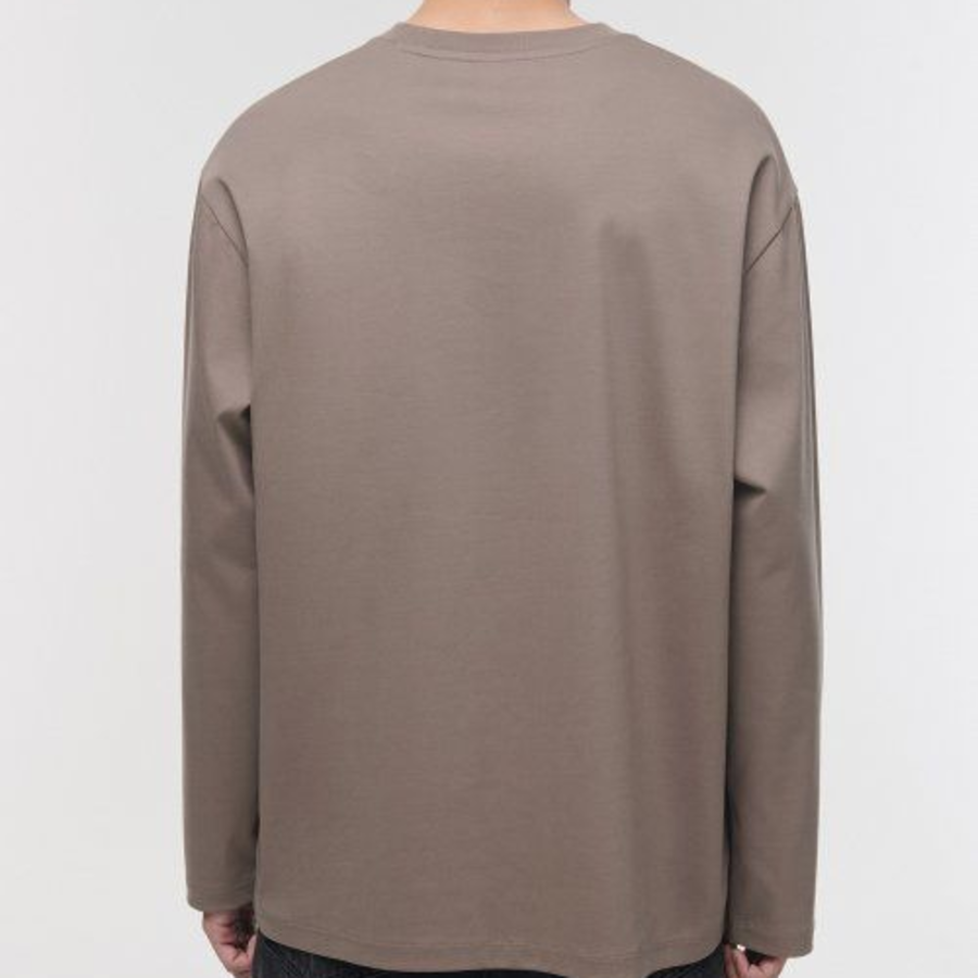 [Premium] Silket Relaxed Crew Neck Long Sleeve T-Shirt [Dusty Beige]