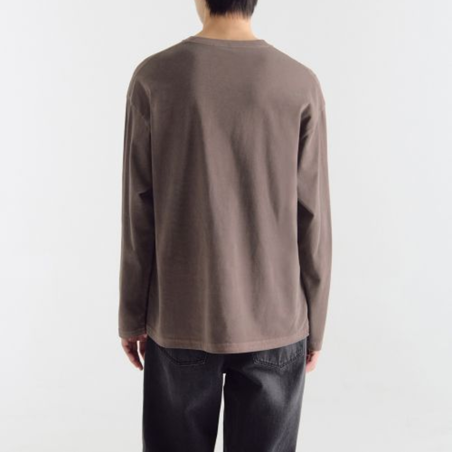 Pigment Relaxed Crew Neck Long Sleeve T-Shirt [Brown]
