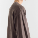 Pigment Relaxed Crew Neck Long Sleeve T-Shirt [Brown]