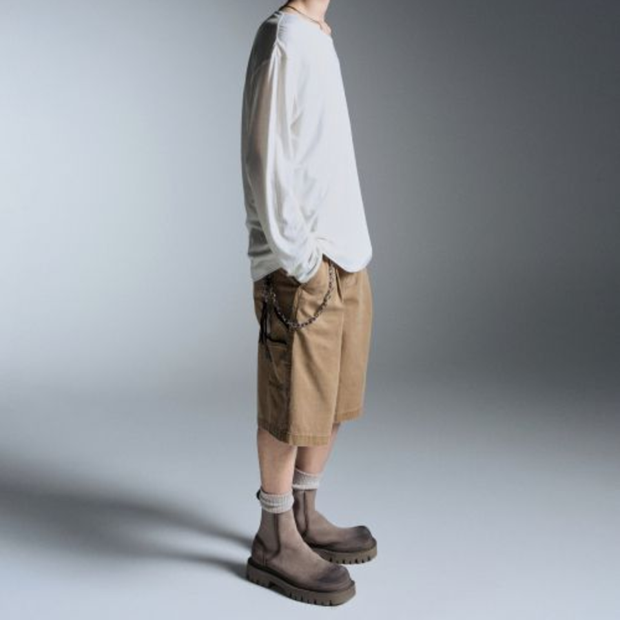 Relaxed Lightweight CR Scoop Neck Long Sleeve T-Shirt [Cream]