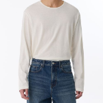 Relaxed Lightweight CR Scoop Neck Long Sleeve T-Shirt [Cream]