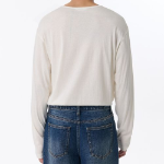 Relaxed Lightweight CR Scoop Neck Long Sleeve T-Shirt [Cream]