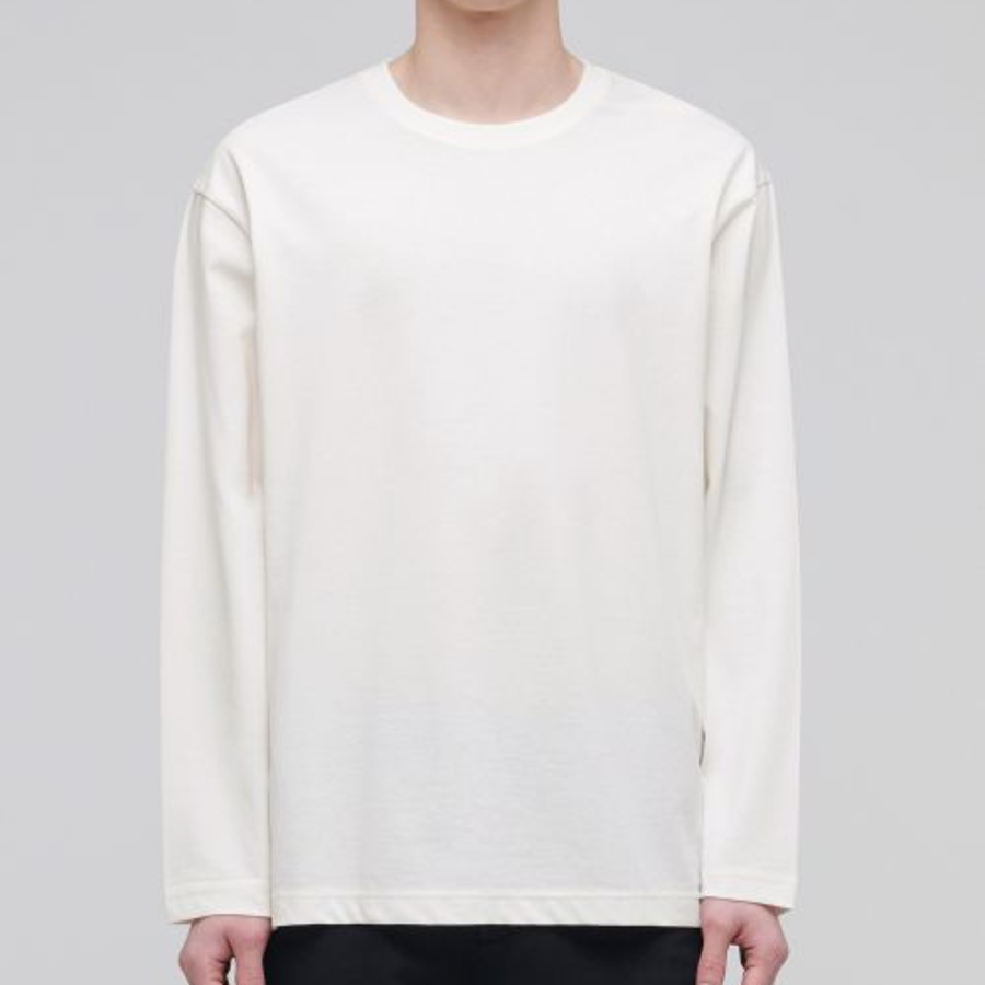[Cooltandard] Crew Neck Long Sleeve T-Shirt [Cream]