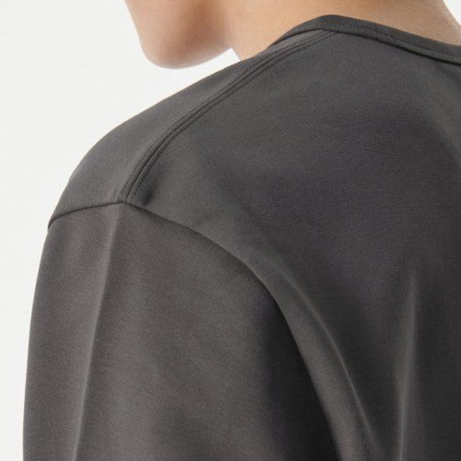 Heavy Ponte Relaxed Crew Neck Long Sleeve T-Shirt [Gunmetal]