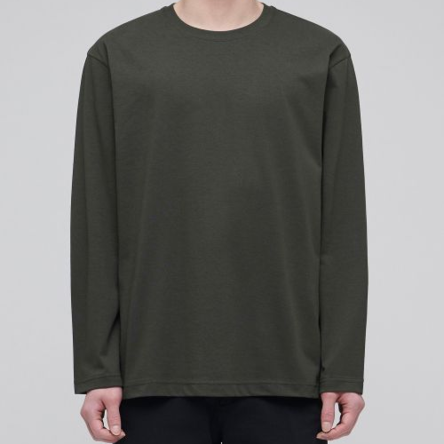[Cooltandard] Crew Neck Long Sleeve T-Shirt [Khaki]