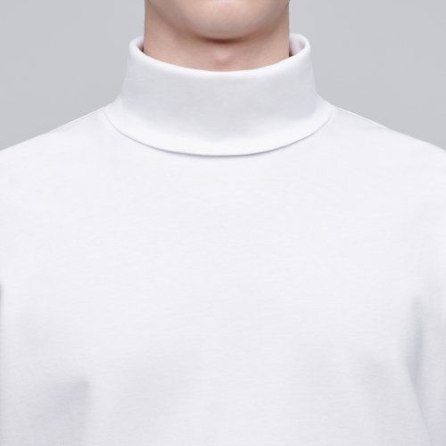 Relaxed Turtleneck Long Sleeve T-Shirt [White]