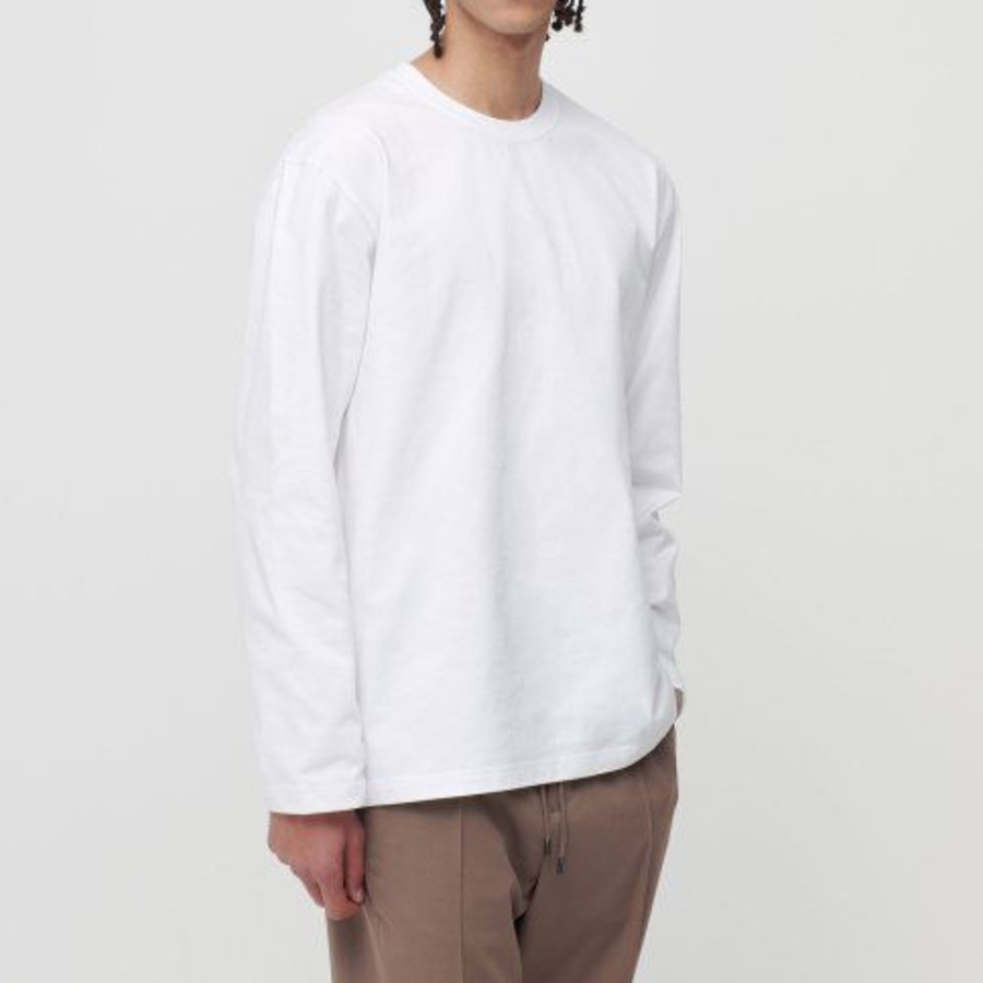 Heavyweight Relaxed Crew Neck Long Sleeve T-Shirt [White]