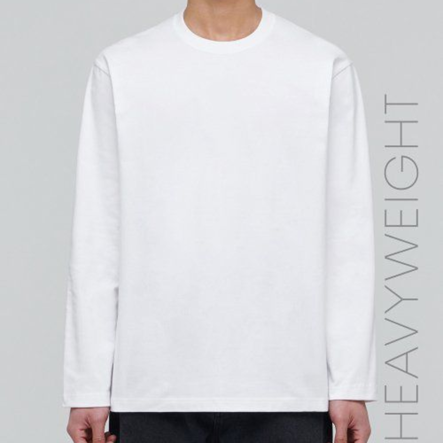 Heavyweight Relaxed Crew Neck Long Sleeve T-Shirt [White]