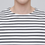 Striped Boat Neck Long Sleeve T-Shirt [Ivory/Black]