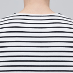Striped Boat Neck Long Sleeve T-Shirt [Ivory/Black]