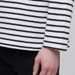 Striped Boat Neck Long Sleeve T-Shirt [Ivory/Black]