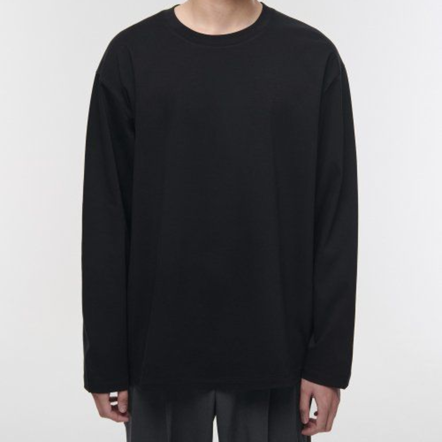Silket Relaxed Crew Neck Long Sleeve T-Shirt [Black]