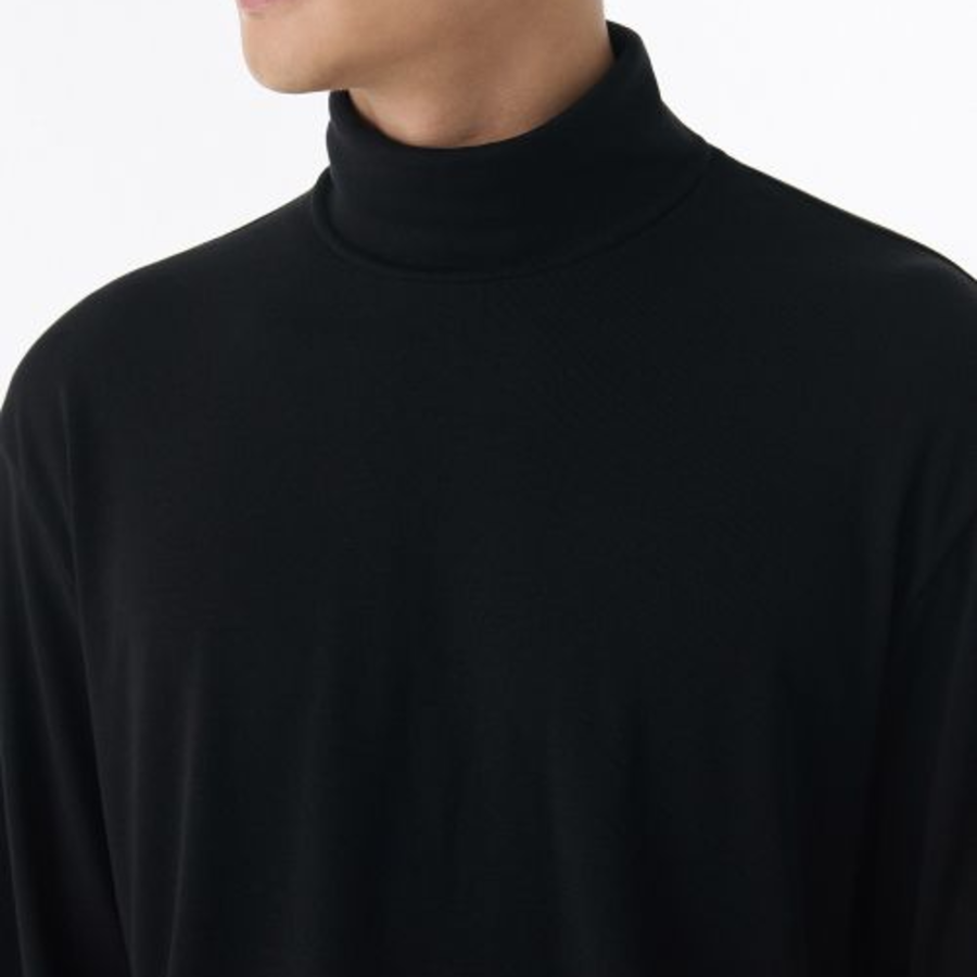 Relaxed Turtleneck Knit Long Sleeve T-Shirt [Black]