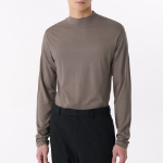 Tencel Slim Mock Neck Long Sleeve T-Shirt [Taupe]
