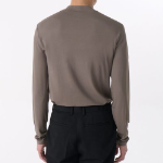 Tencel Slim Mock Neck Long Sleeve T-Shirt [Taupe]