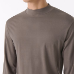 Tencel Slim Mock Neck Long Sleeve T-Shirt [Taupe]