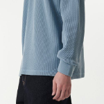 Waffle Relaxed Crew Neck Long Sleeve T-Shirt [Light Blue]
