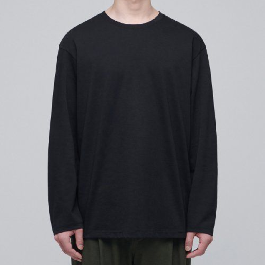 Supima Relaxed Crew Neck Long Sleeve T-Shirt [Black]