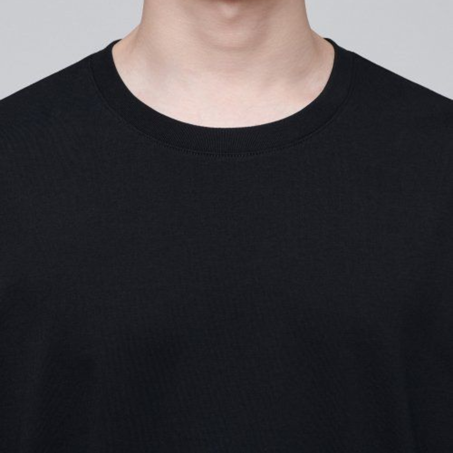 Supima Relaxed Crew Neck Long Sleeve T-Shirt [Black]