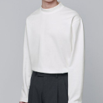 Ponte Mock Neck Long Sleeve T-Shirt [Cream]