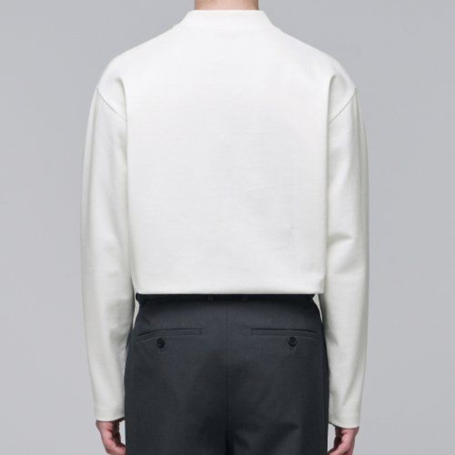 Ponte Mock Neck Long Sleeve T-Shirt [Cream]