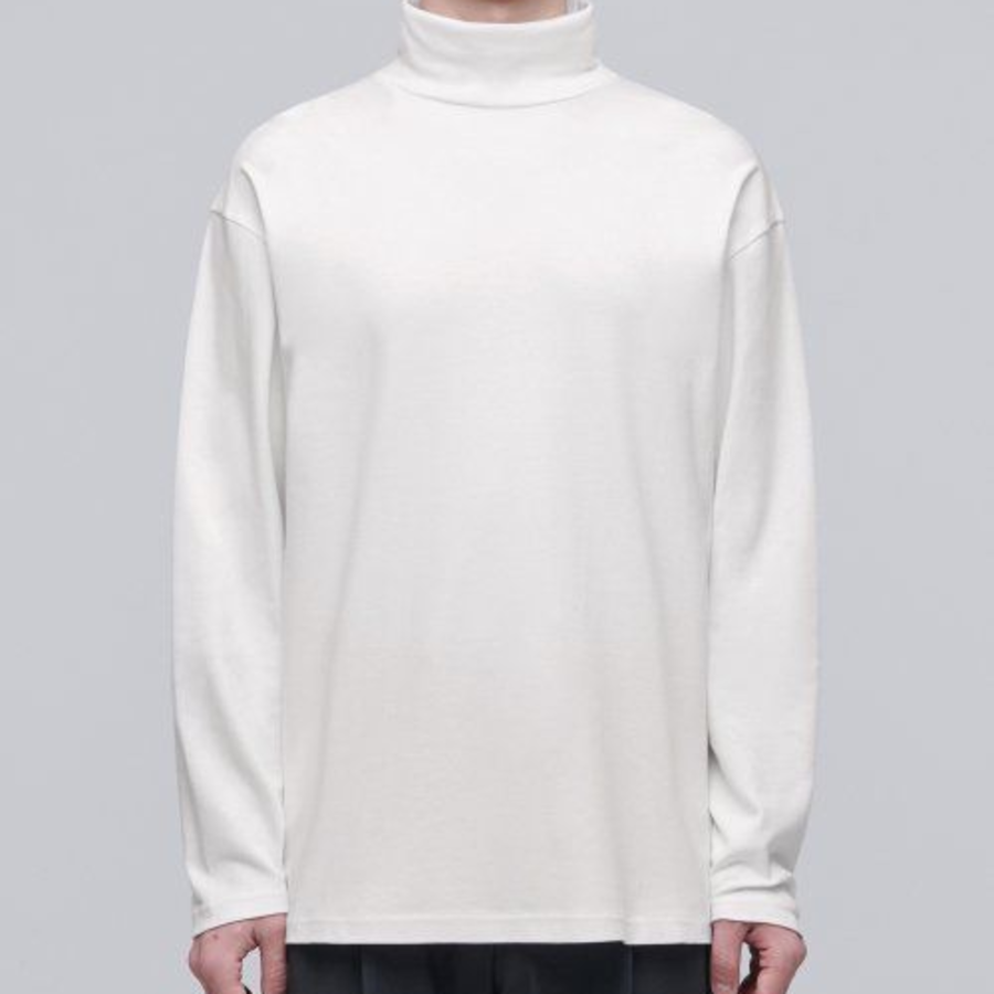 Relaxed Turtle Neck Long Sleeve T-Shirt [Cream]