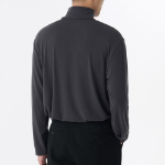 Relaxed Turtle Neck Knit Long Sleeve T-Shirt [Dark Grey]