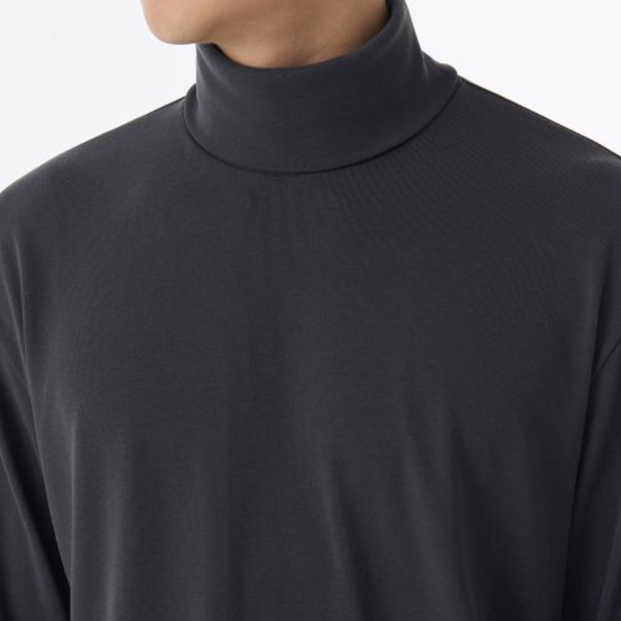 Relaxed Turtle Neck Knit Long Sleeve T-Shirt [Dark Grey]