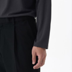 Relaxed Turtle Neck Knit Long Sleeve T-Shirt [Dark Grey]