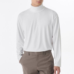Relaxed Turtle Neck Knit Long Sleeve T-Shirt [White]