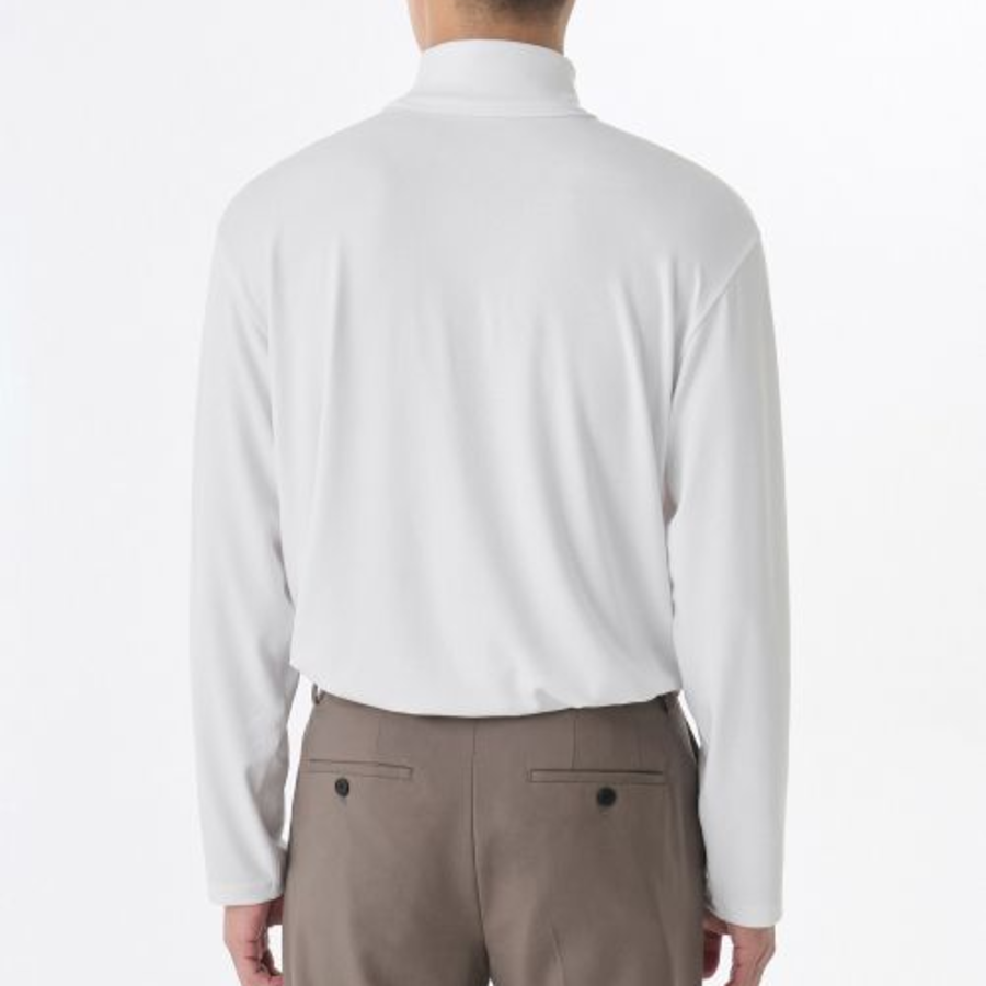 Relaxed Turtle Neck Knit Long Sleeve T-Shirt [White]