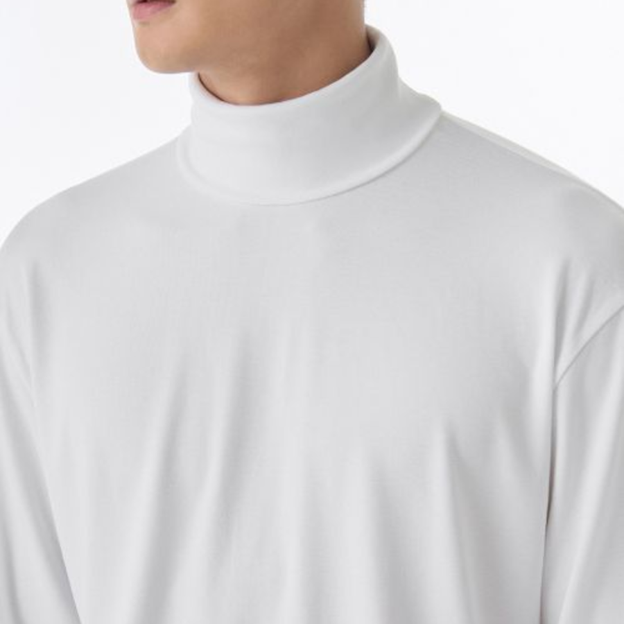 Relaxed Turtle Neck Knit Long Sleeve T-Shirt [White]
