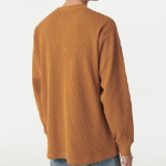 Waffle Relaxed Crew Neck Long Sleeve T-Shirt [Terracotta]