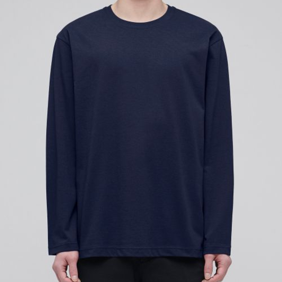 [Cooltandard] Crew Neck Long Sleeve T-Shirt [Navy]