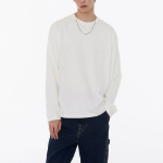 Pigment Relaxed Crew Neck Long Sleeve T-Shirt [White]
