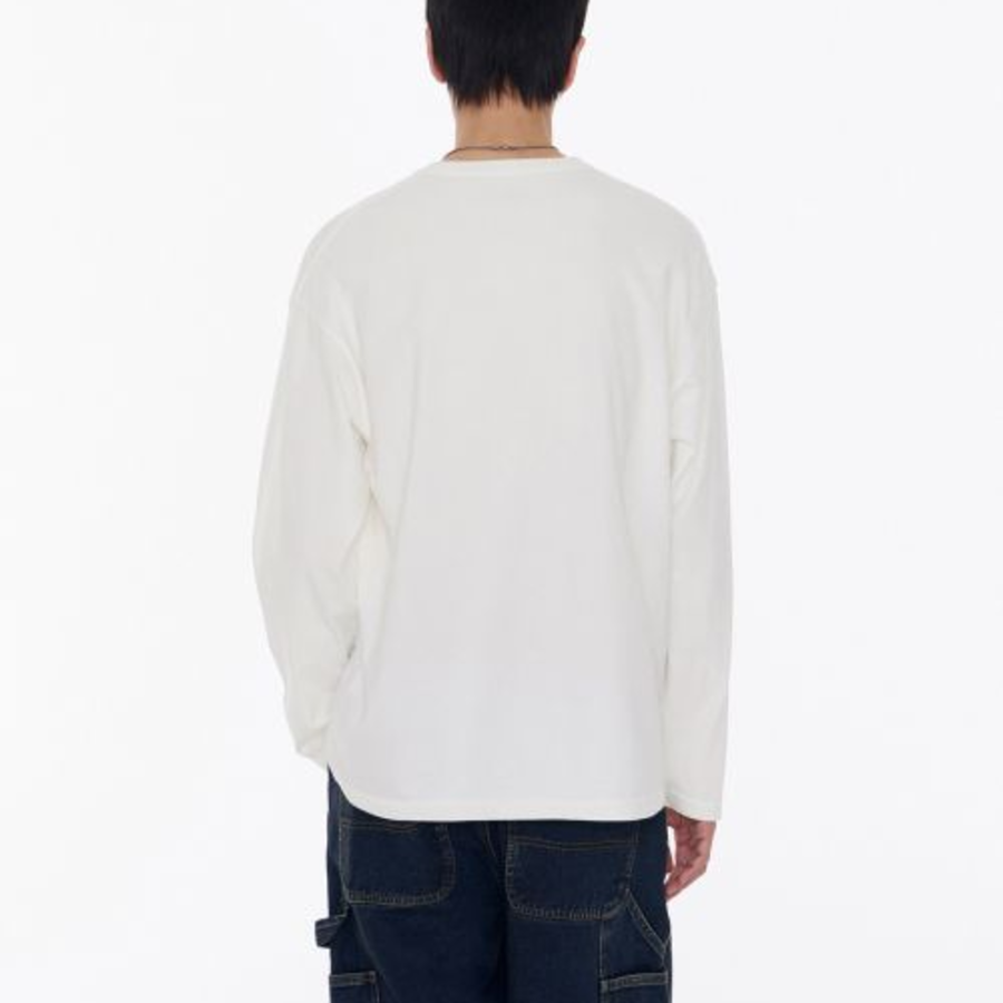 Pigment Relaxed Crew Neck Long Sleeve T-Shirt [White]