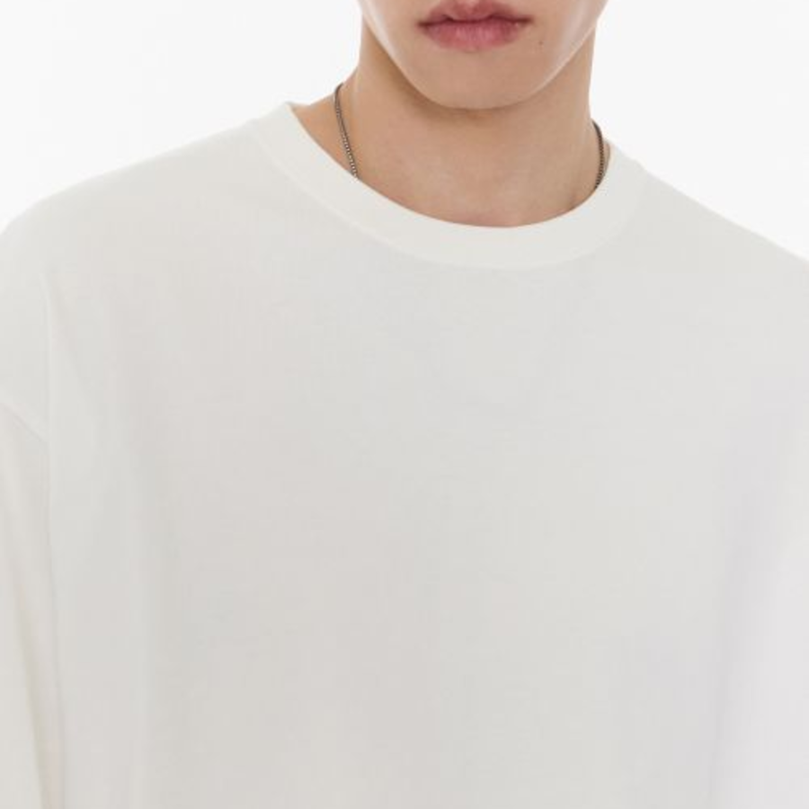 Pigment Relaxed Crew Neck Long Sleeve T-Shirt [White]