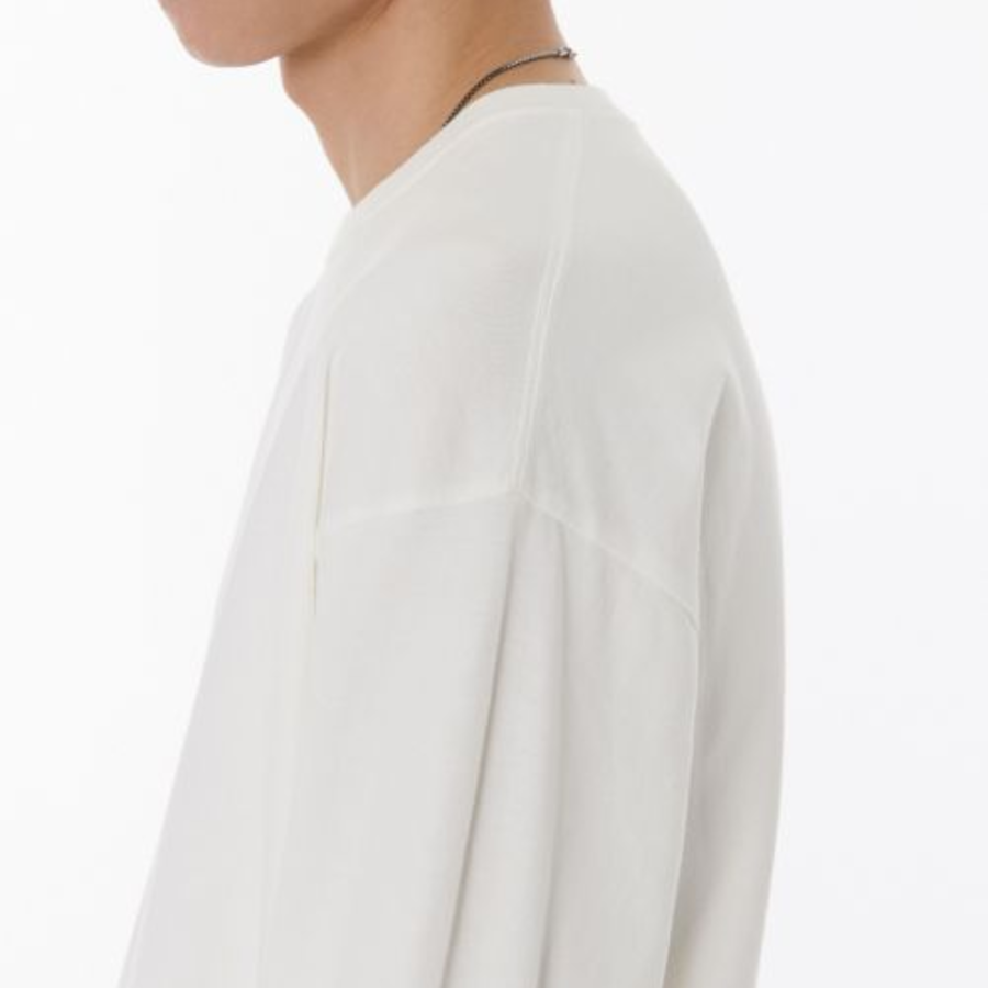 Pigment Relaxed Crew Neck Long Sleeve T-Shirt [White]
